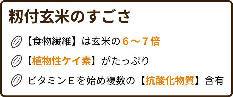 籾付玄米のすごさ、食物繊維は玄米の６～７倍、植物性ケイ素がたっぷり、ビタミンＥを始め複数の抗酸化物質含有